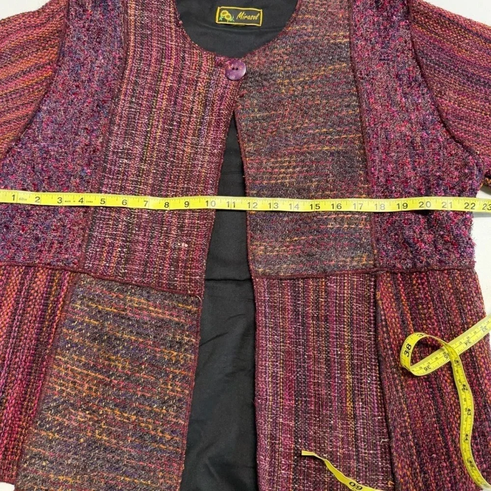 Vintage 90’s Tweed Patchwork Cardigan Jacket Women’s Medium Boho Spring Fall